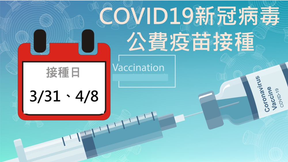3/31、4/8公費COVID-19(新冠病毒)疫苗接種